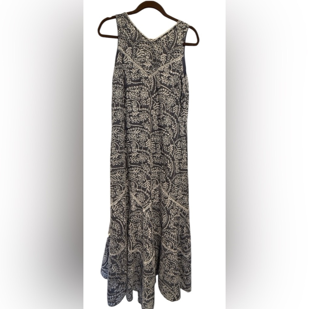SUNDANCE fit n flair maxi tank dress with white eyelet